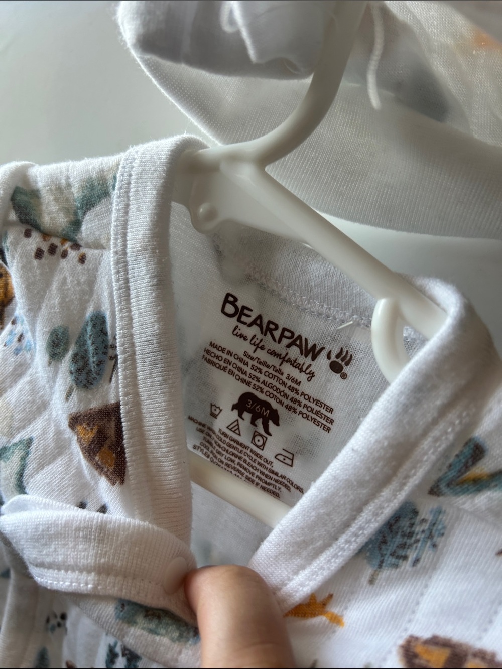BearPaw White Woodland Print Cotton Baby One-Piece with Hat - Picture 5 of 5